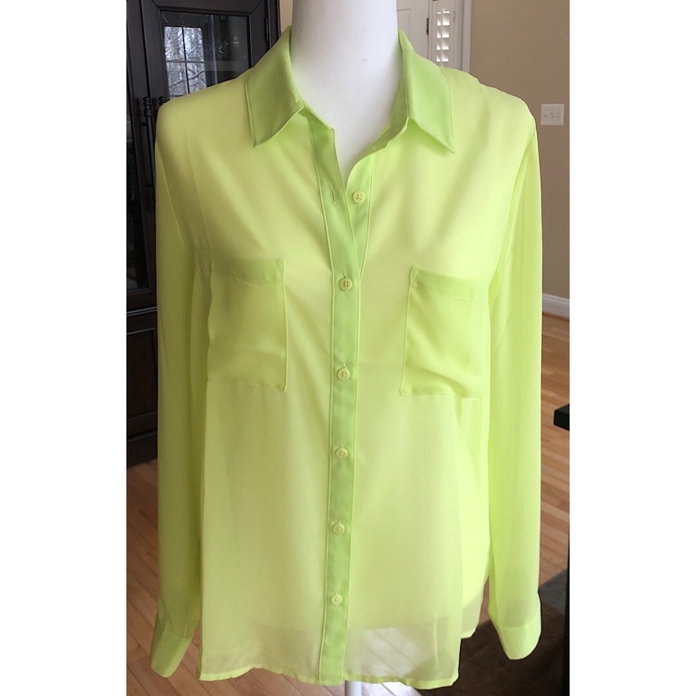 Green Long sleeve sheer top.